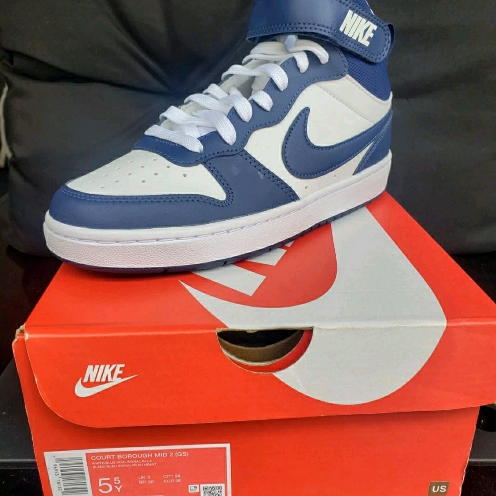 Nike Kids Mid-Top Sneakers White and Navy